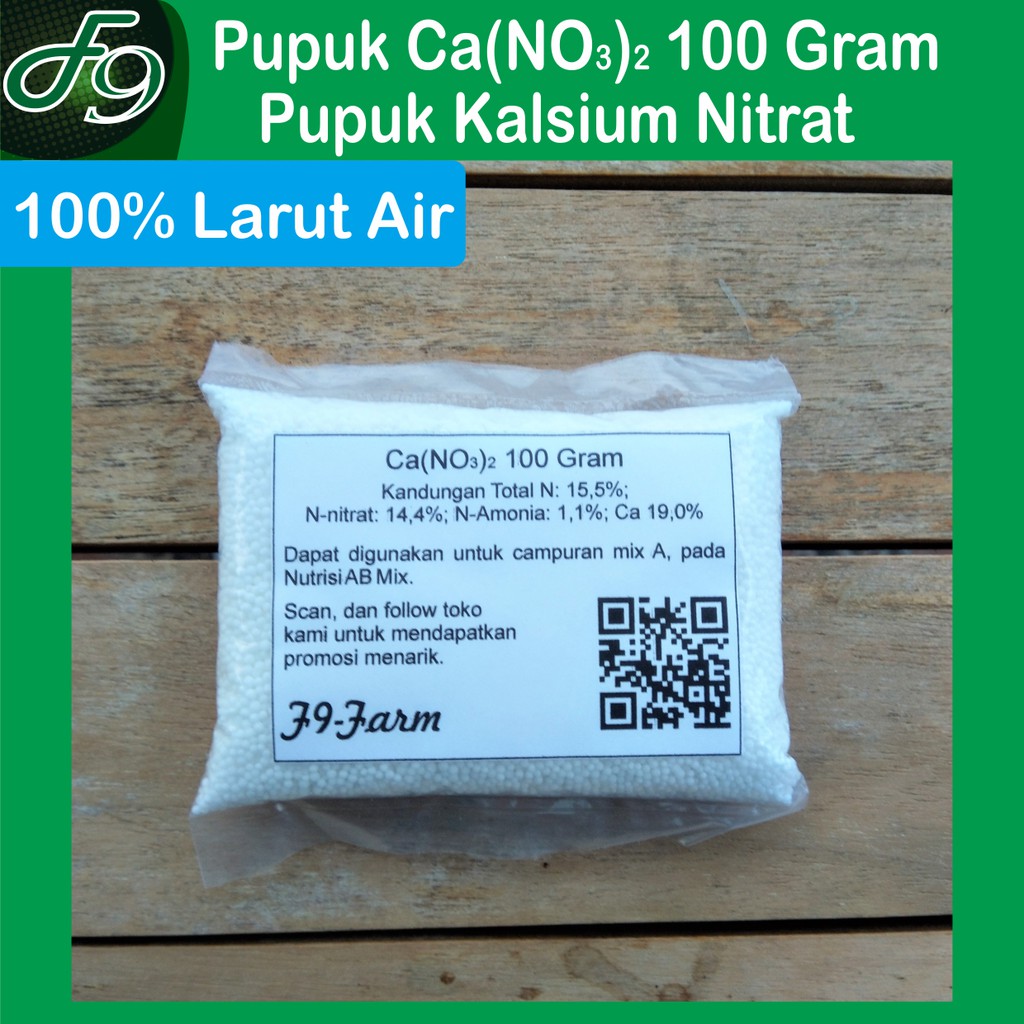 Pupuk Kalsium Nitrat 100 Gram, Ca(NO3)2 Hidroponik Grade, repack