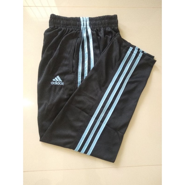 CELANA TRAINING PRIA OLAHRAGA-Hitam list biru muda