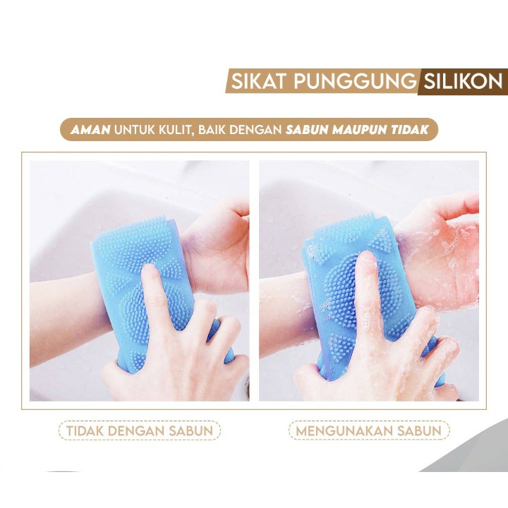 Sikat Punggung Silicon Lembut Sikat Scrubber Silicon Alat Pembersih Badan Multifungsi