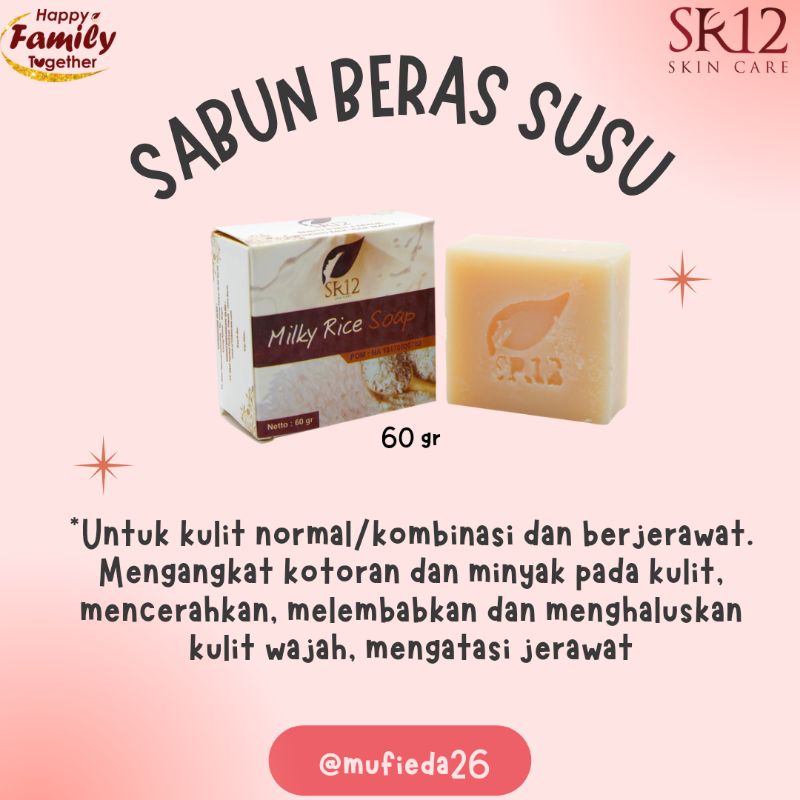 Milky Rice Soap SR12 Sabun Beras Susu Untuk Kulit Berminyak Sabun Jerawat Memudarkan Flek Hitam