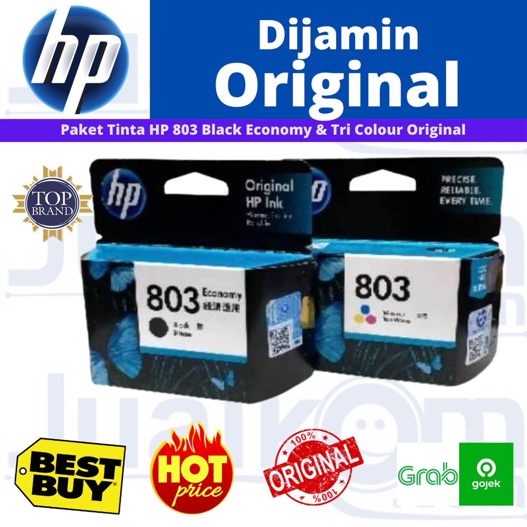 Paket Tinta HP 803 Black Economy &amp; Tri Colour Original