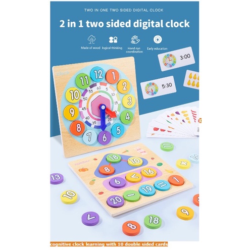 Mainan Kayu Edukasi 2 in 1 DIGITAL CLOCK