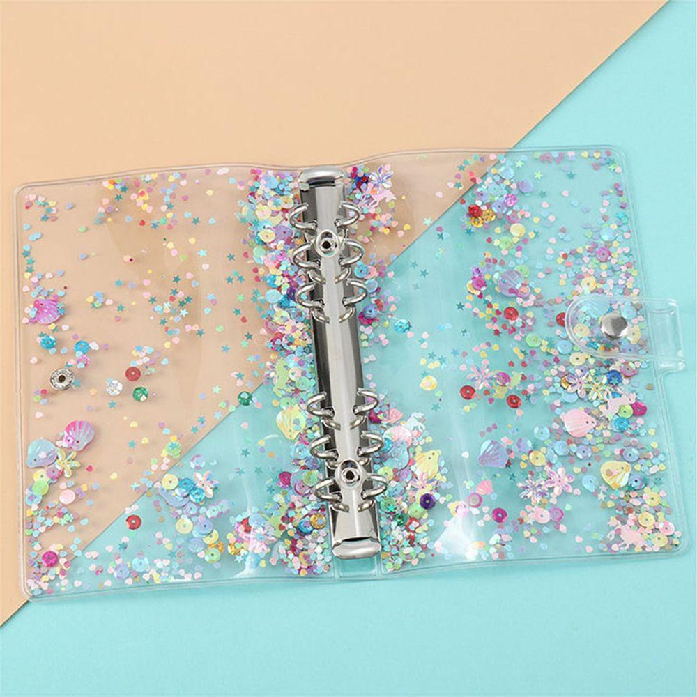 Agustinina Cover Notebook Transparan Perlengkapan Kantor Map Binder Planner Cover Jurnal Cover A5 A6 Glitter Sequin Cover