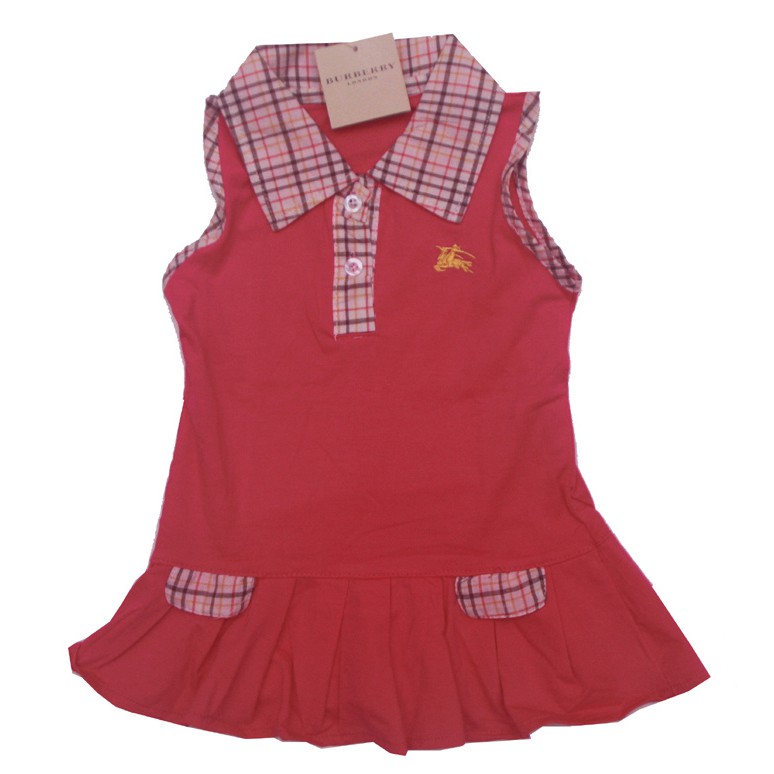 Dress Burberry Kerah Kotak Pink Usia 2 s/d 3 tahun