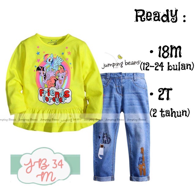 setelan anak kaos my little pony celana jeans bordir jumping beans baju anak baju import