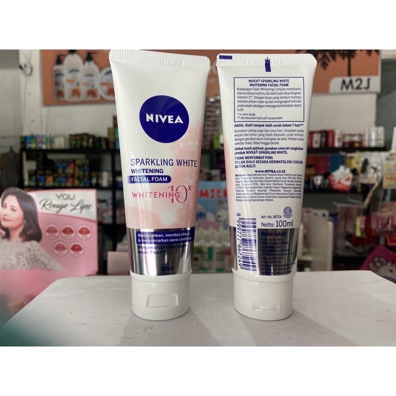 &lt;cp.x&gt; [ 50 ml ] nivea sprakling white foam 50 gr -- sabun wajah nivea sprakling white kecil 50 gr