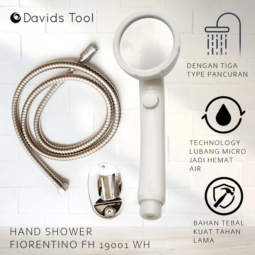 Hand Shower Kamar Mandi Kepala Sower Set Hitam Putih Fiorentino 19001