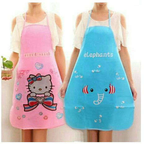 Celemek Plastik Dapur Karakter Celemek PVC Celemek Waterproff Apron Masak