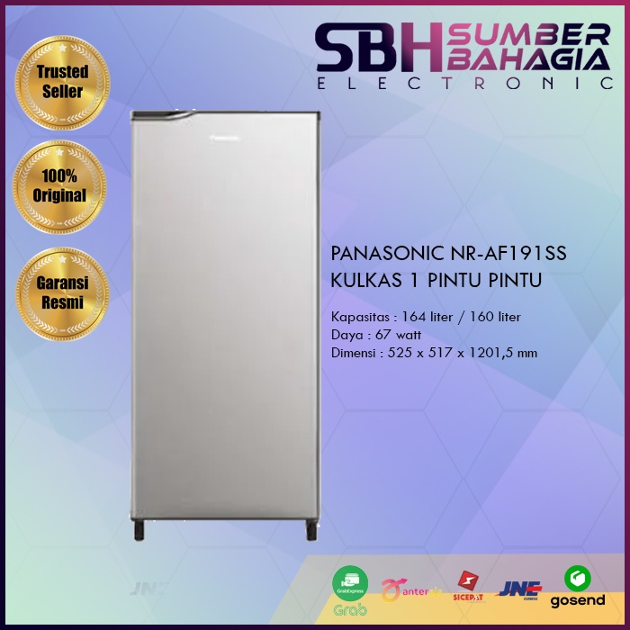 PANASONIC NR-AF191SS KULKAS 1 PINTU PINTU (NEW) (KHUSUS BANDUNG)