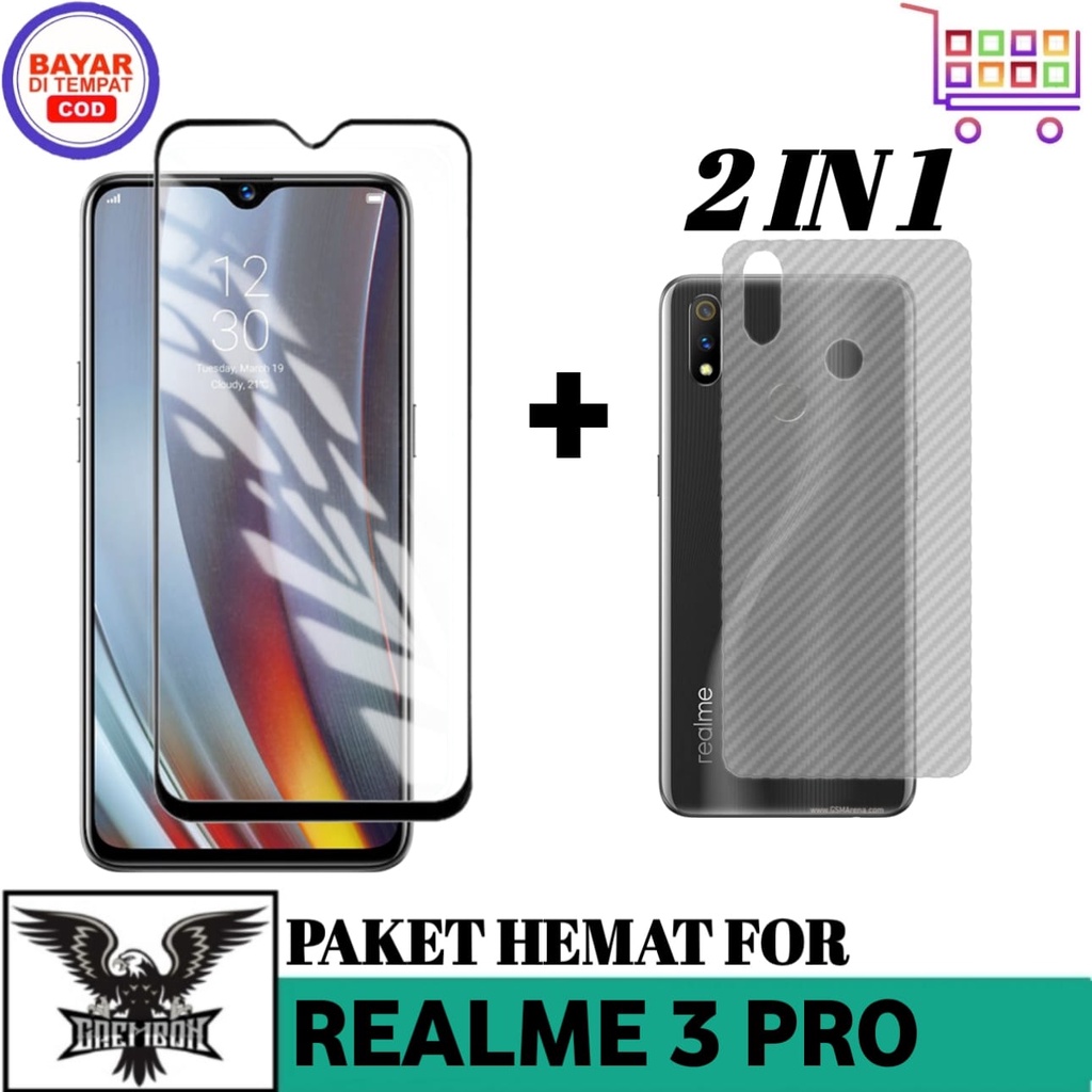 Promo Tempered Glass Realme 3 Pro Free Garskin Carbon Premium Anti Bekas Sidik Jari