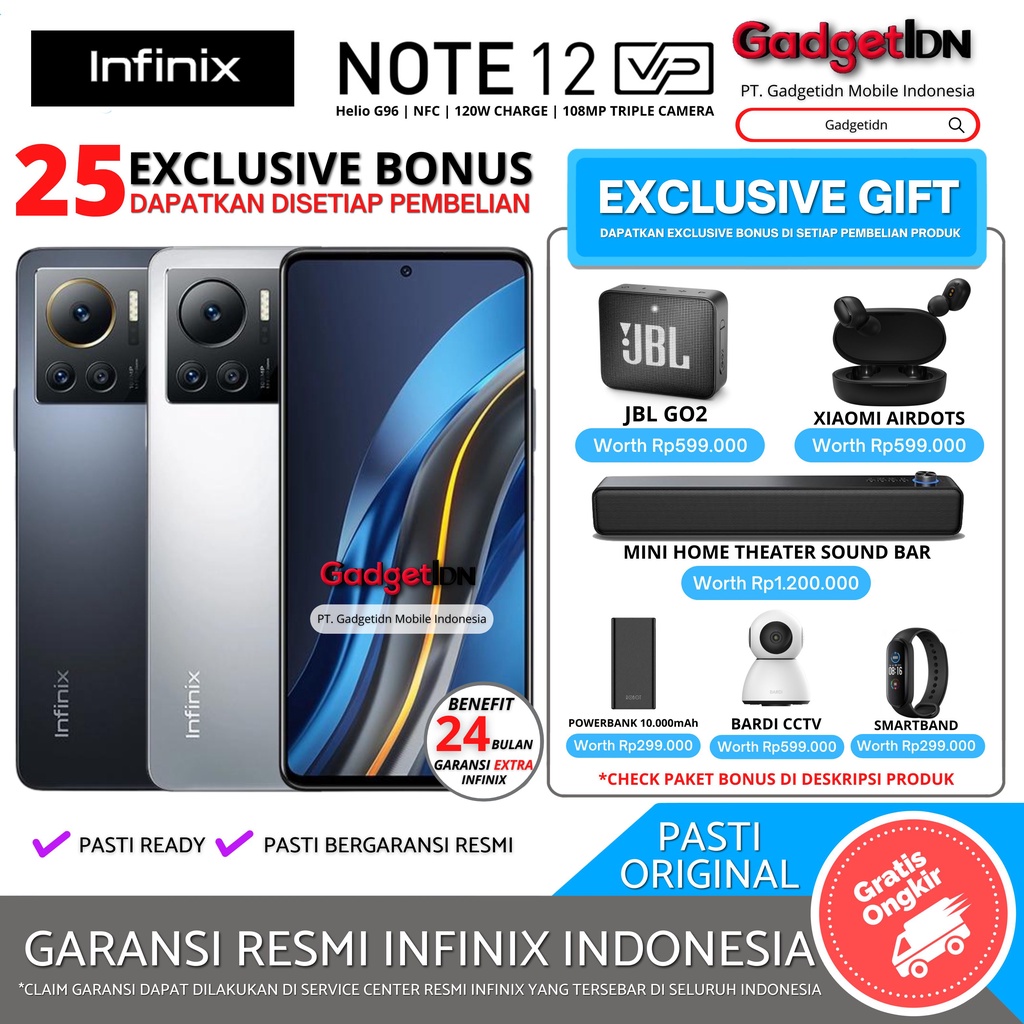 INFINIX NOTE 12 VIP 8/256GB (+5GB EXTENDED RAM) GARANSI RESMI