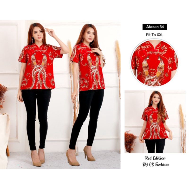 HOT SALE Atasan Batik Shanghai Khusus Merah