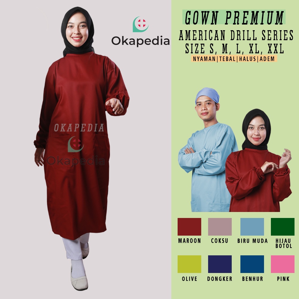 baju operasi apd surgical gown medis american drill