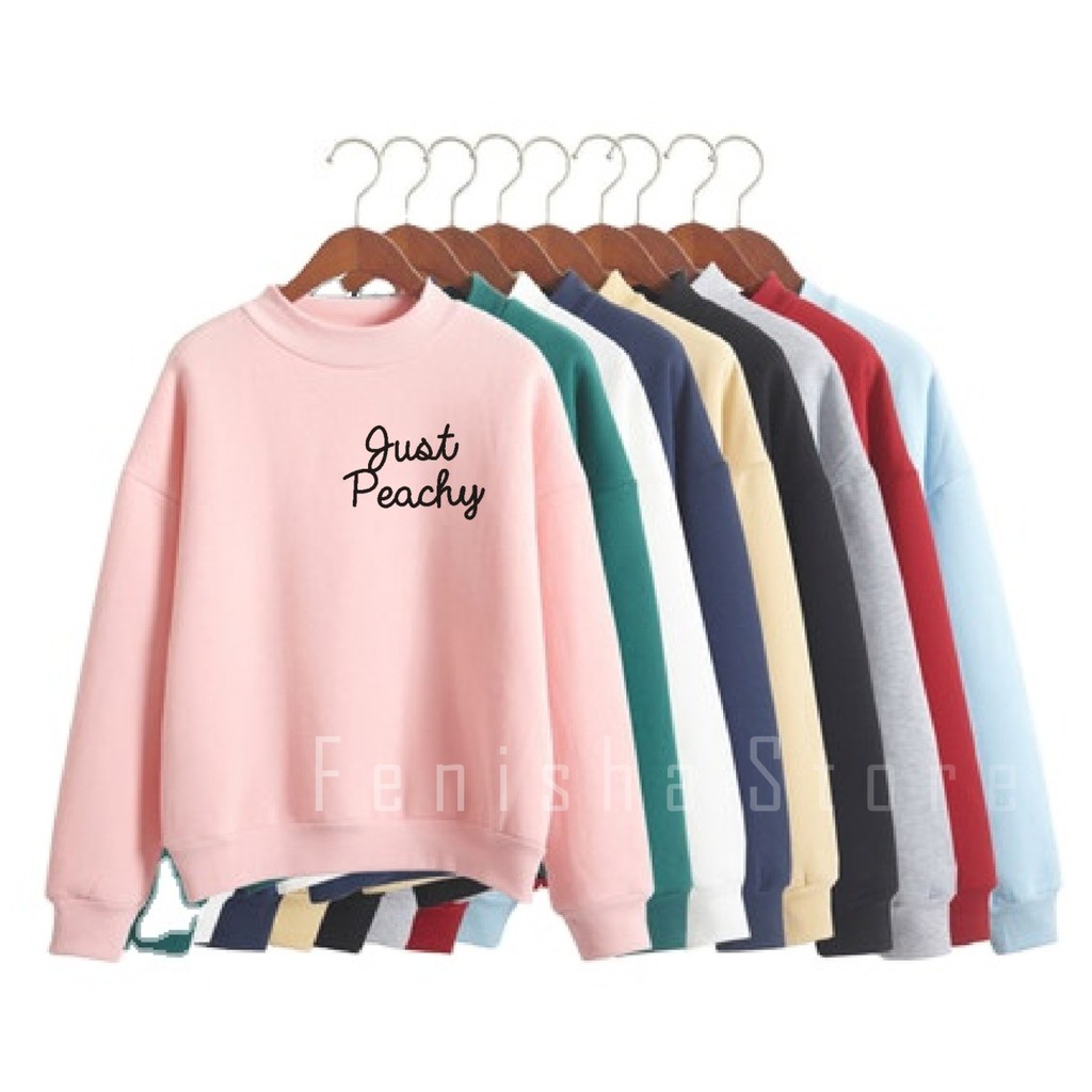 FenishaStore Sweater Basic Pullover Wanita  JUST PEACHY Bisa Baya Ditempat COD