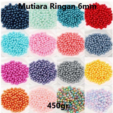Mutiara Ringan ABS Uk 6mm Harga/450gram/bungkus