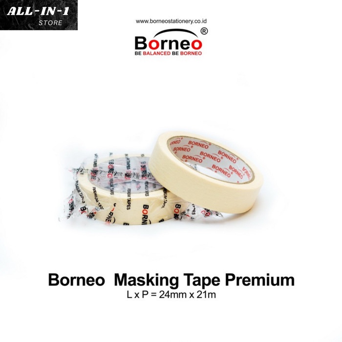 

Borneo Masking Tape / Isolasi Lakban Kertas Premium 1inch/24 mm x 21 m