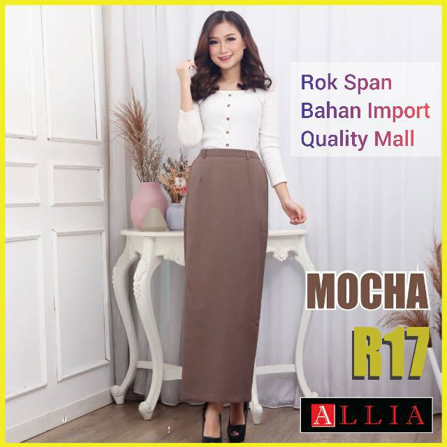 Rok Span Wanita R17 Mocha / Rok Bahan wanita / Rok Panjang Wanita