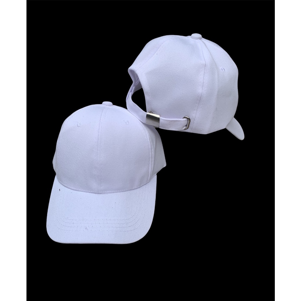 Topi baseball ediko bahan rafel premium pengait cakop besi pria wanita-Br Cakop putih