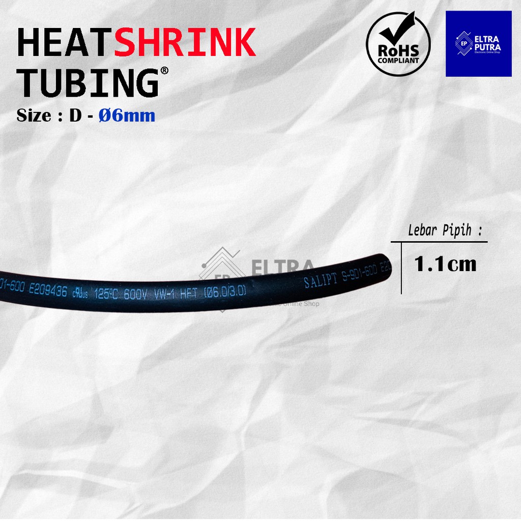 HEATSHRINK 6mm Warna Warni LENGKAP Ecer, Selongsong Selang Bakar ISOLASI BAKAR (1 Meter)