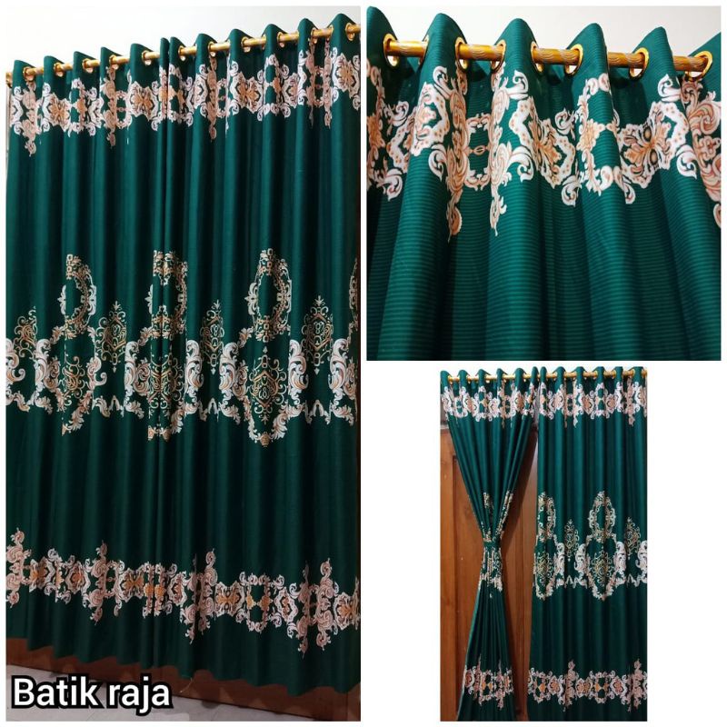 Tirai Gorden Smokring Besar Murah 12 Lubang Motif Batik Raja