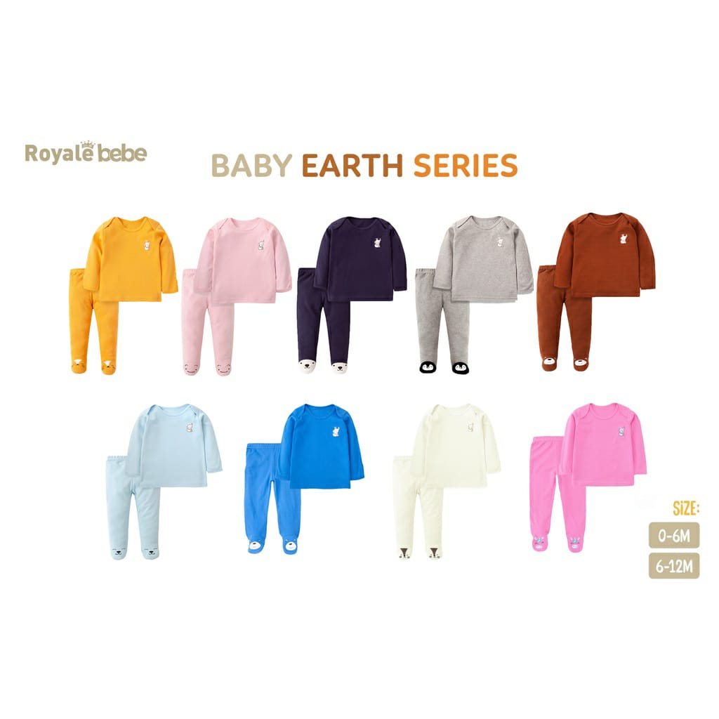 Royale Bebe Piyama Tangan Panjang Earth Series Warna Random - RB-PTPE0-12M