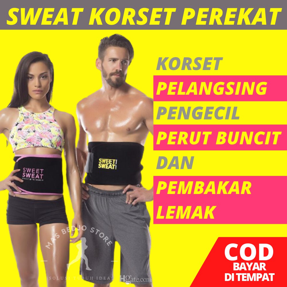 Korset Pelangsing Perut Buncit Sweet Sweat Perekat Pengecil Perut Olahraga Stagen Pria Wanita