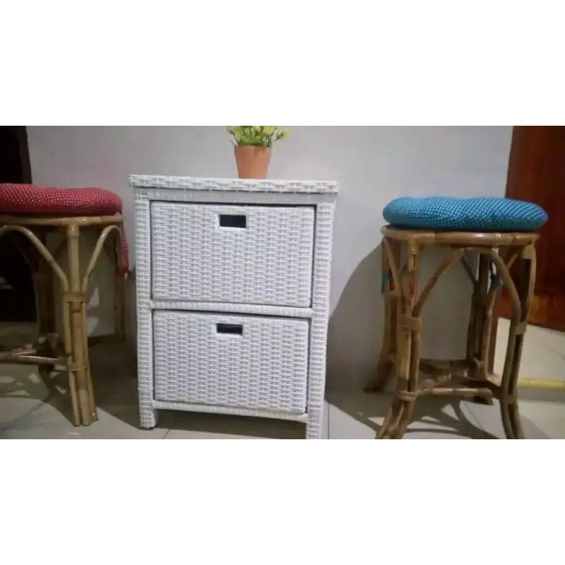 Rak rotan 2 laci Vertikal