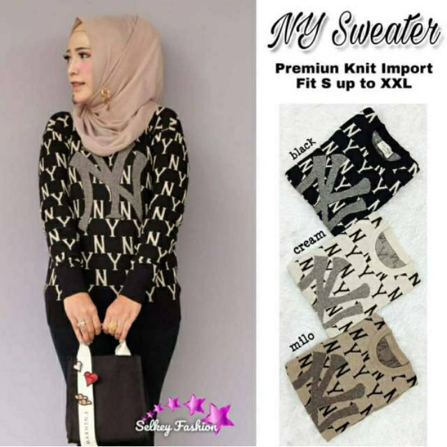 NY Sweater, SWEATER WANITA CANTIK FIT XXL FIT 98-112 BAHAN PREMIUM KNIT IMPORT TERMURAH KEKINIAN