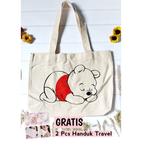 DT Tote Bag Kanvas Magnet Disney Ukuran Medium / Tas Kanvas Premium GRATIS 2PCS HANDUK TRAVEL / Tas 