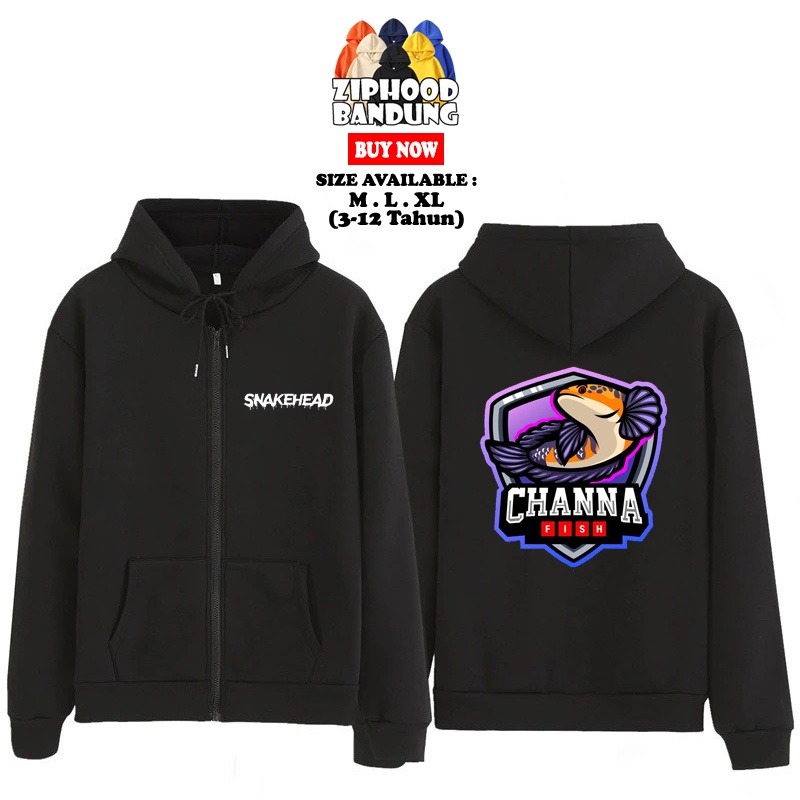 Jaket Zipper Anak Animal - Hoodie Snakehead Mascot - Kaos Channa Marulius Fish 1305