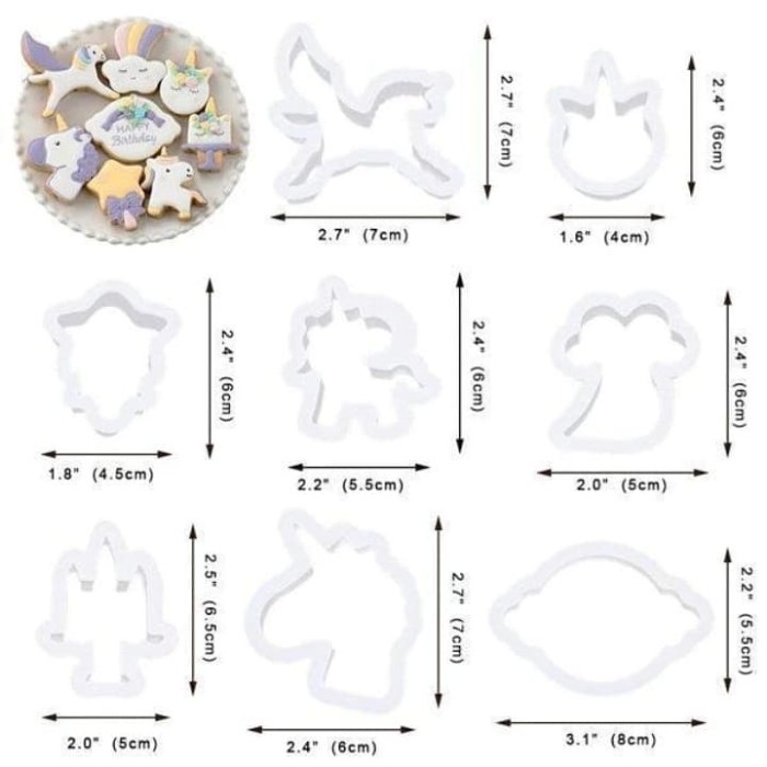 

Produk Terbaru - 8Pcs Set Cookies Cutter, Unicorn Series Type 1