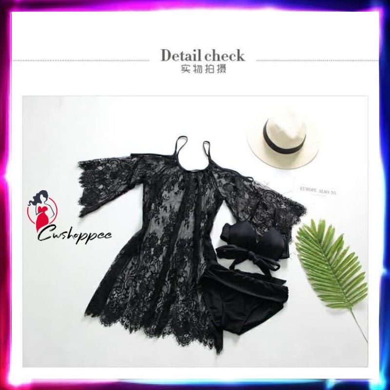 set 3 pcs bikini dress mini ruffle baju renang outer wanita murah bra Bikini Set Bikini Outer Pantai
