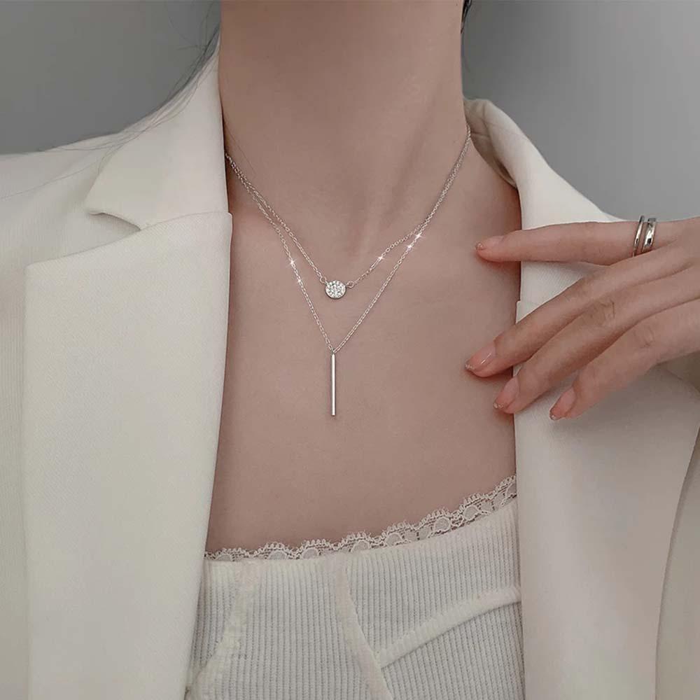 Agustina Kalung Geometris Temperamen Elegan Wanita Tongkat Panjang Liontin Gadis Fashion Perhiasan