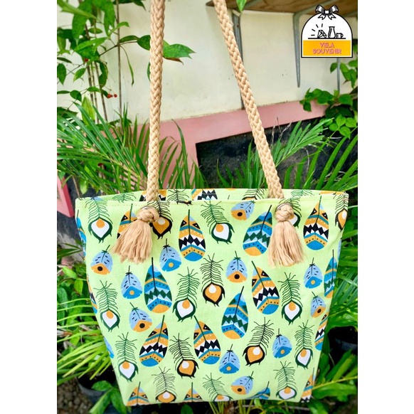 tas kanvas motif/tas kanvas tali sumbu/tas tote tali / totebag kanvas tali sumbu/tas motif tali sumb