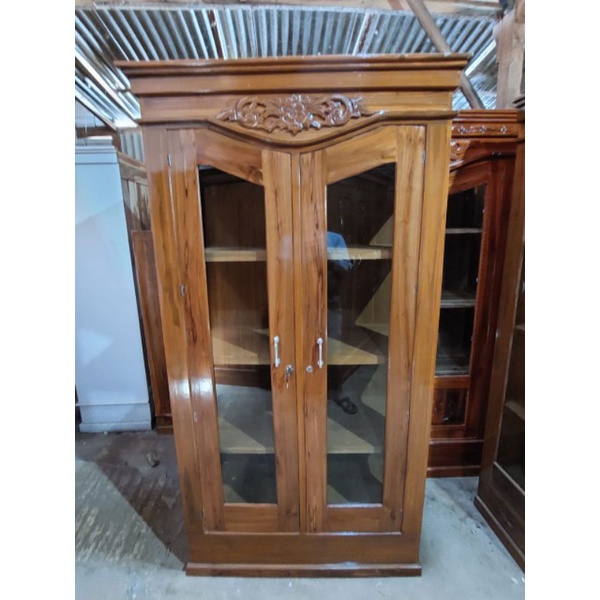 [[PROMO]] LEMARI HIAS//RAK PAJANGAN KAYU JATI 2 PINTU