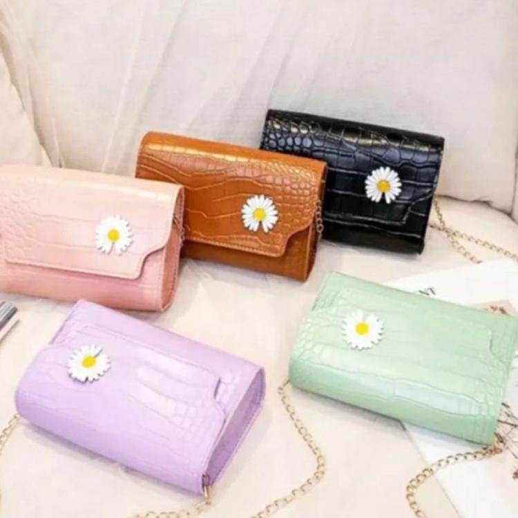 Tas Slempang Wanita Sling Bag Flowers Daisy Korean Kekinian  ◦ PKK.302073