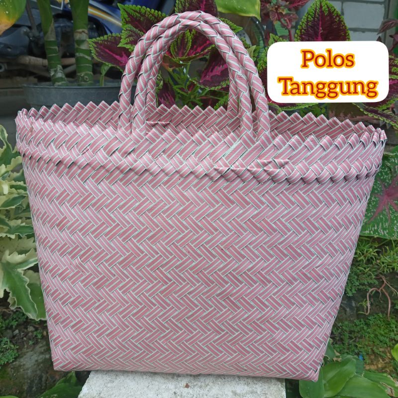 Tas Anyaman Plastik Polos SEDANG/ Tas Polos SEDANG/ Tas Belanja Pasar Polos/ Anyaman Tas Plastik POL