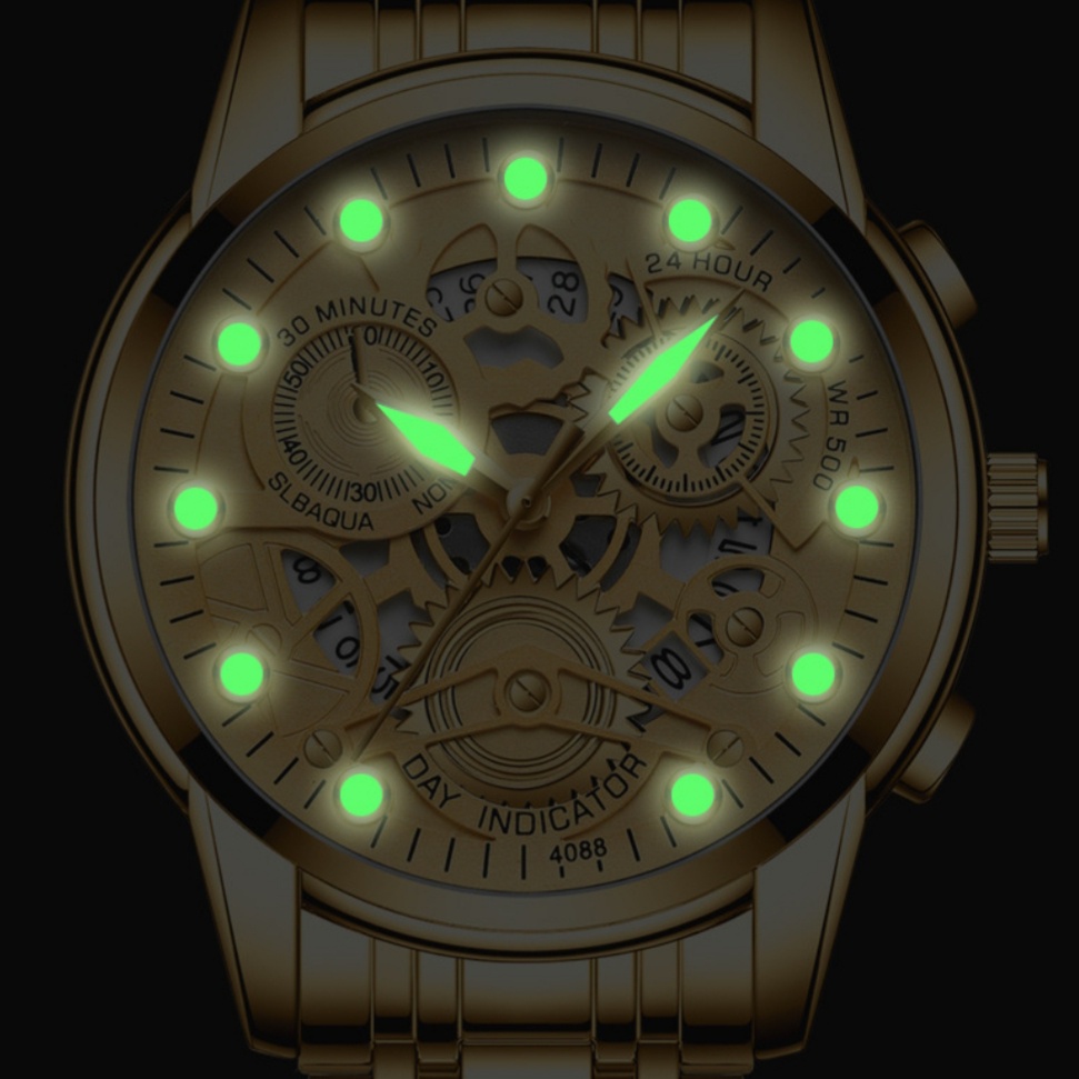 JAM TANGAN PRIA FNGEEN JAM009G1 ORI RUGELEY GOLD IMPORT PREMIUM GLOW IN THE DARK EMAS MURAH BRANDED