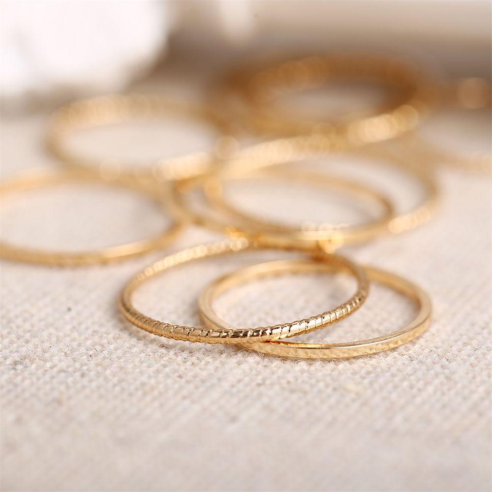 Lily Gold Knuckle Rings Trendy Stackable Rings Set Cincin Simple Lapis Emas Untuk Wanita