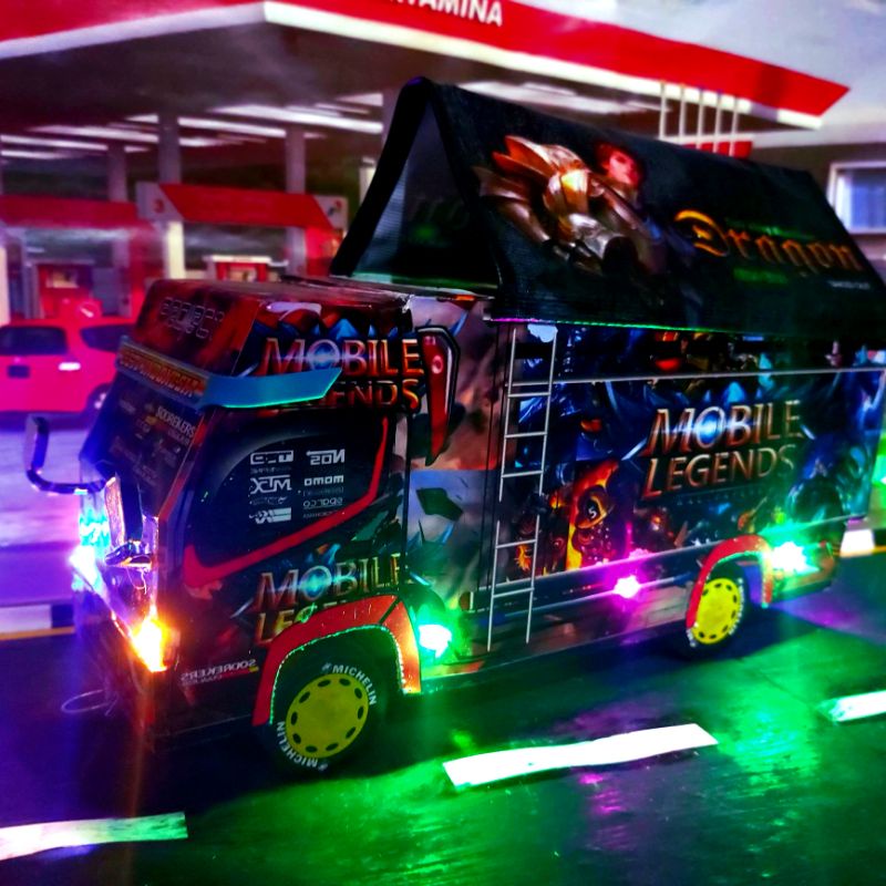 Truk oleng Jumbo full lampu terpal Mobile legend