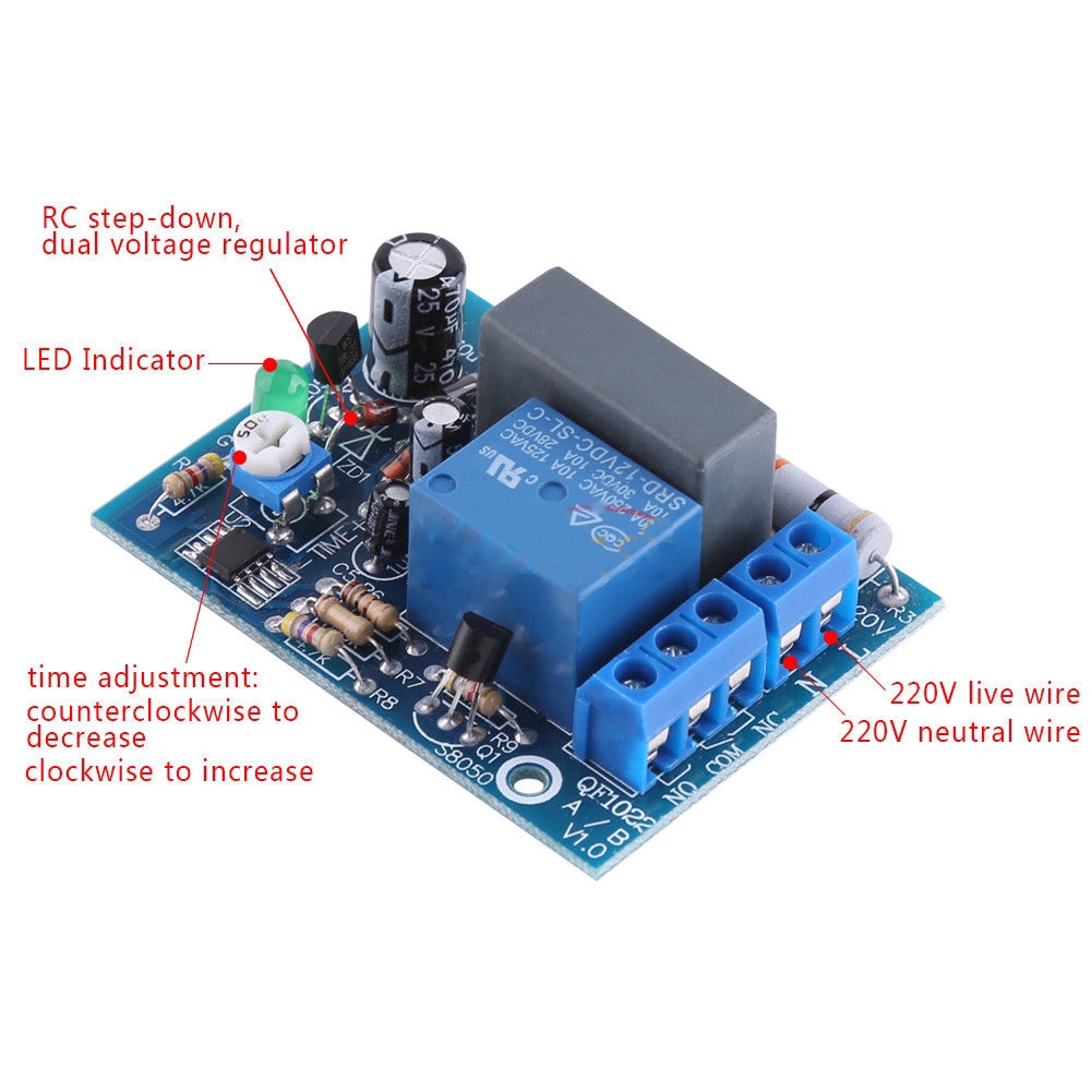[IN STOCK/COD]AC 220V Timer Relay Delay Module Adjustable Timing Turn On/Off Switch Board