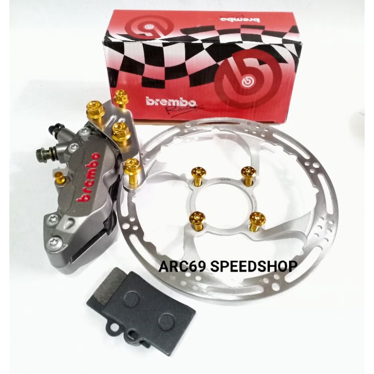 Paket Kaliper Monoblok Big pot + Baut Probolt + Disc Sunstar + Breket Supra 125 / Supra Fit Kharisma