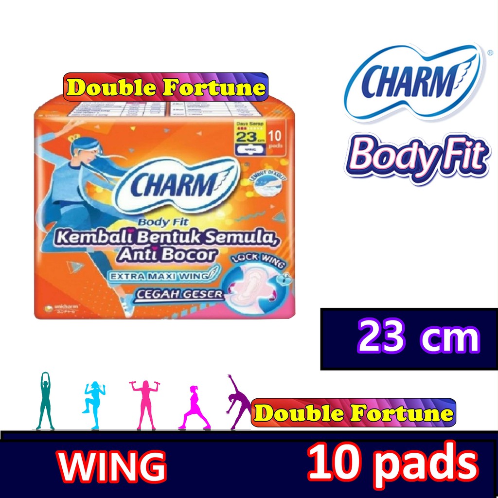 PEMBALUT CHARM BODY FIT EXTRA MAXI WINGS ISI 10 PADS