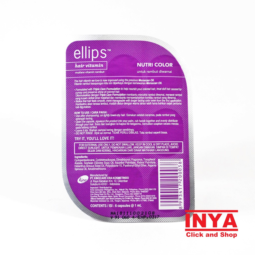 Vitamin Rambut ELLIPS NUTRI COLOR 6X1ml - UNGU