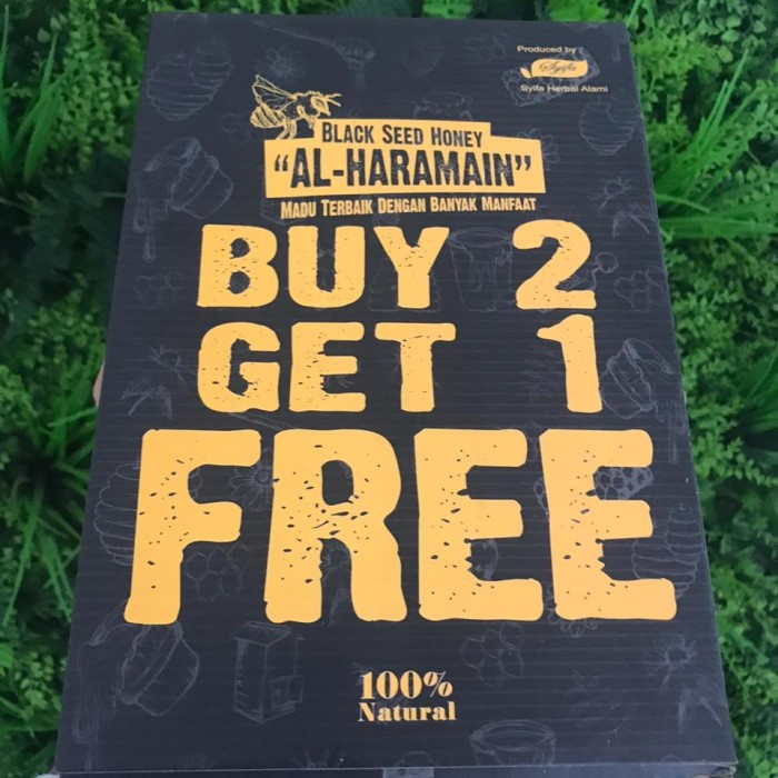 

Ge02G Madu Paket Alharamain|Madu Nektar Habbatussauda| Paket 1Kg Free 250Gr Ds5G