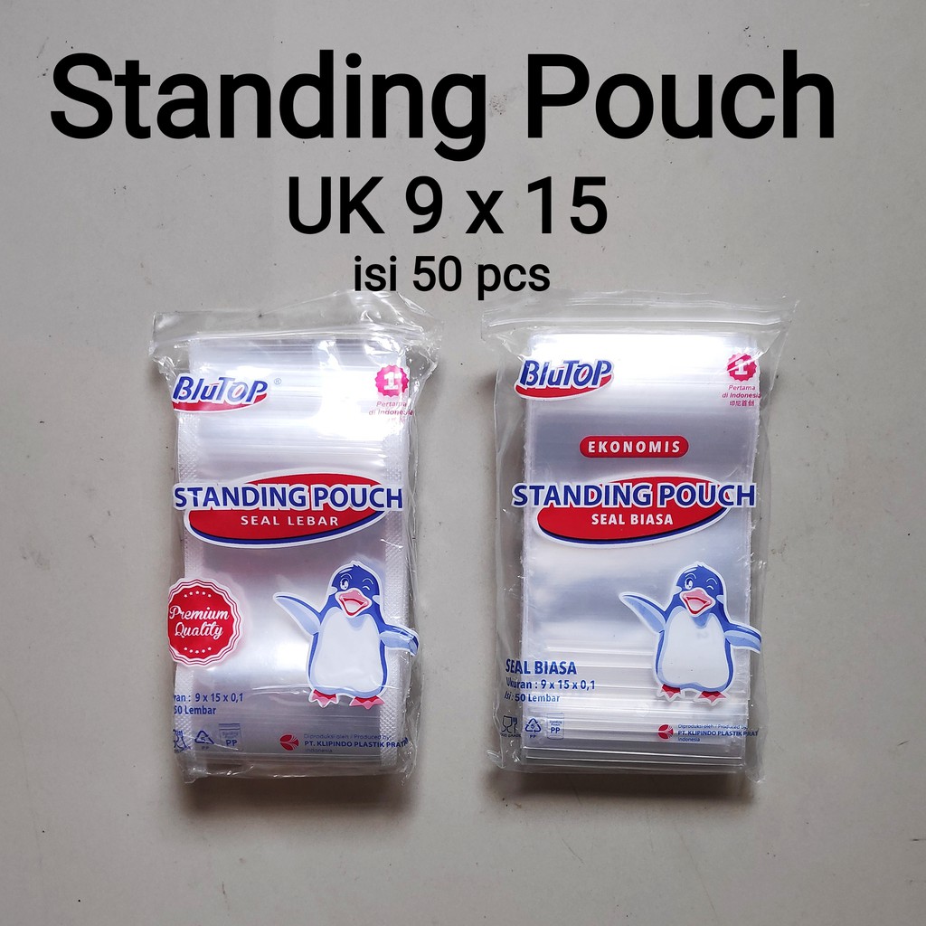 Plastik Standing Pouch Seal Lebar uk 9x15 - plastik klip berdiri - Plastik Zipper