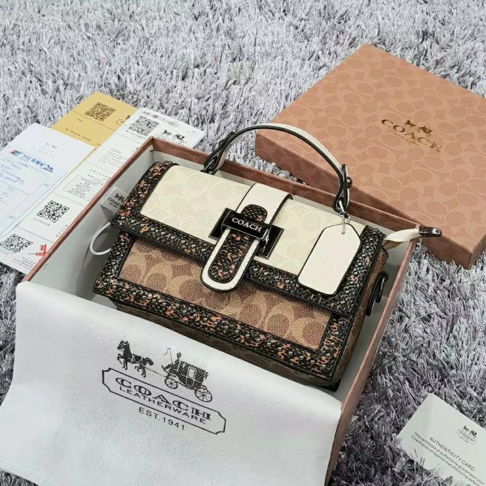 PROMO TAS WANITA Tas pesta COACH tas selempang slingbag wanita import + box + invoice - beige TERBAR