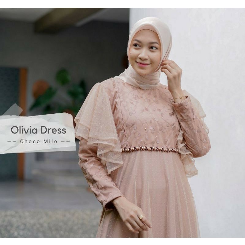 Olivia Dress Muslim Gamis Pesta Bridermaid ori butik Murah Berkualitas [Free Masker]