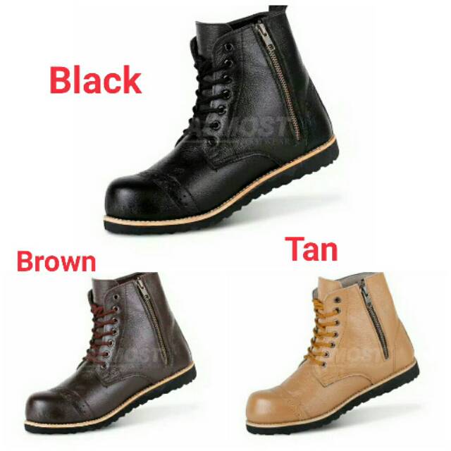 SEPATU SAFETY SEMI BOOTS ALMOST PRIA KULIT BOOT SAVETY BUT SEPTI BUTS SEVTI