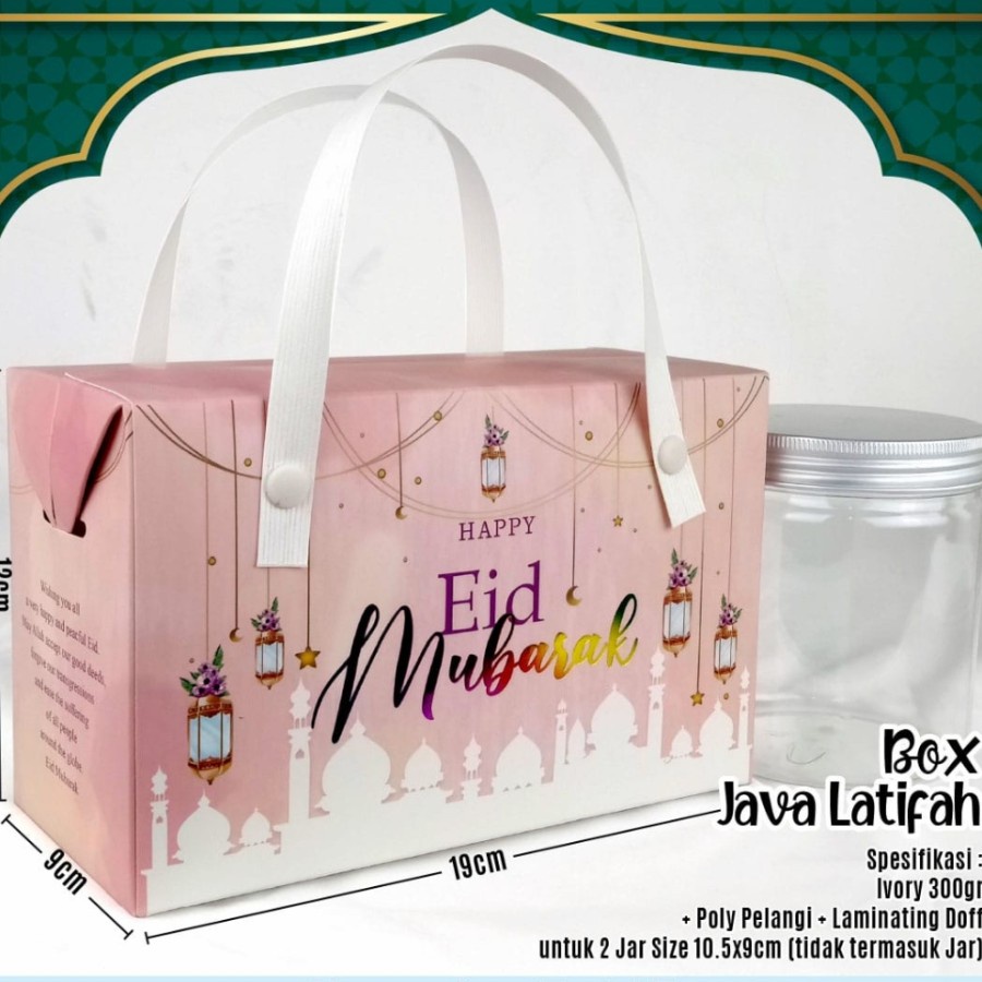 

Kotak Kardus Box Lebaran Idul Fitri Cookies Muat 2 toples Jar 600ml P1 5pcs